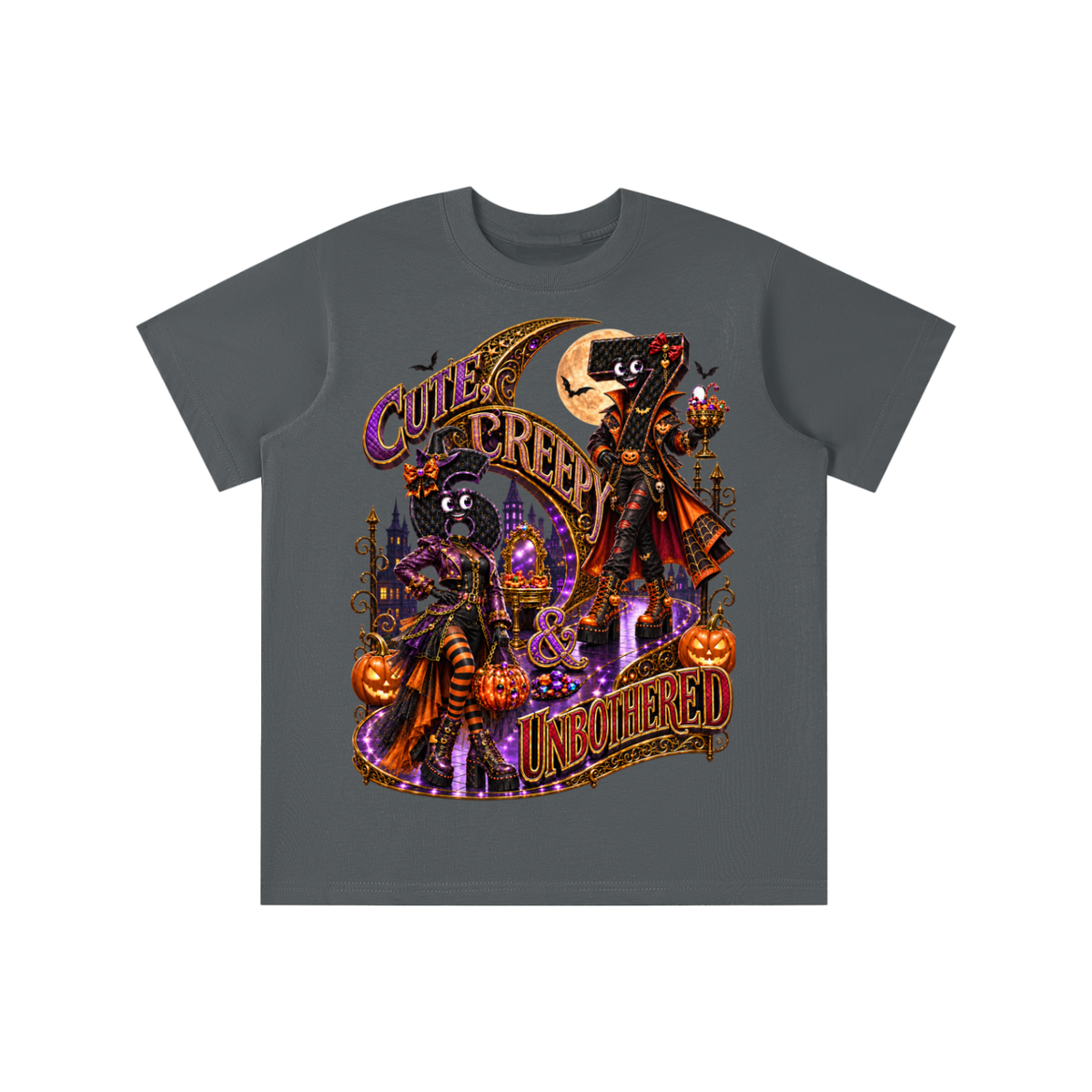 6-7 Street Mode™ Halloween Graphic T-Shirt - Cute, Creepy & Unbothered - Youth Unisex Tee