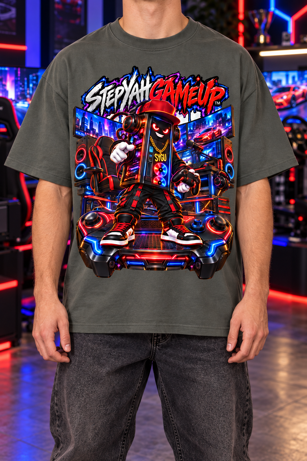StepYahGameUp™ PC Tower Oversized Graphic T-Shirt - Unisex