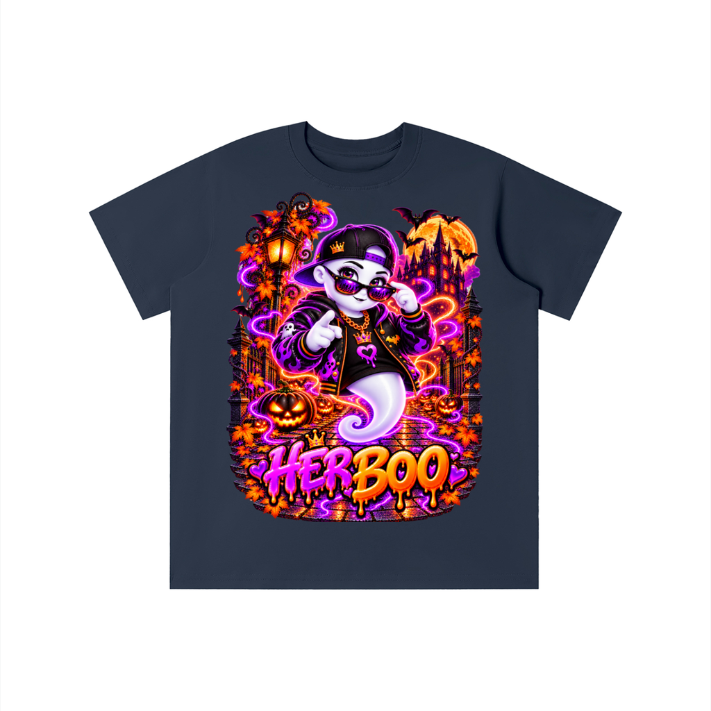 Halloween Her Boo Ghost Graphic T-Shirt - Youth Unisex Tee