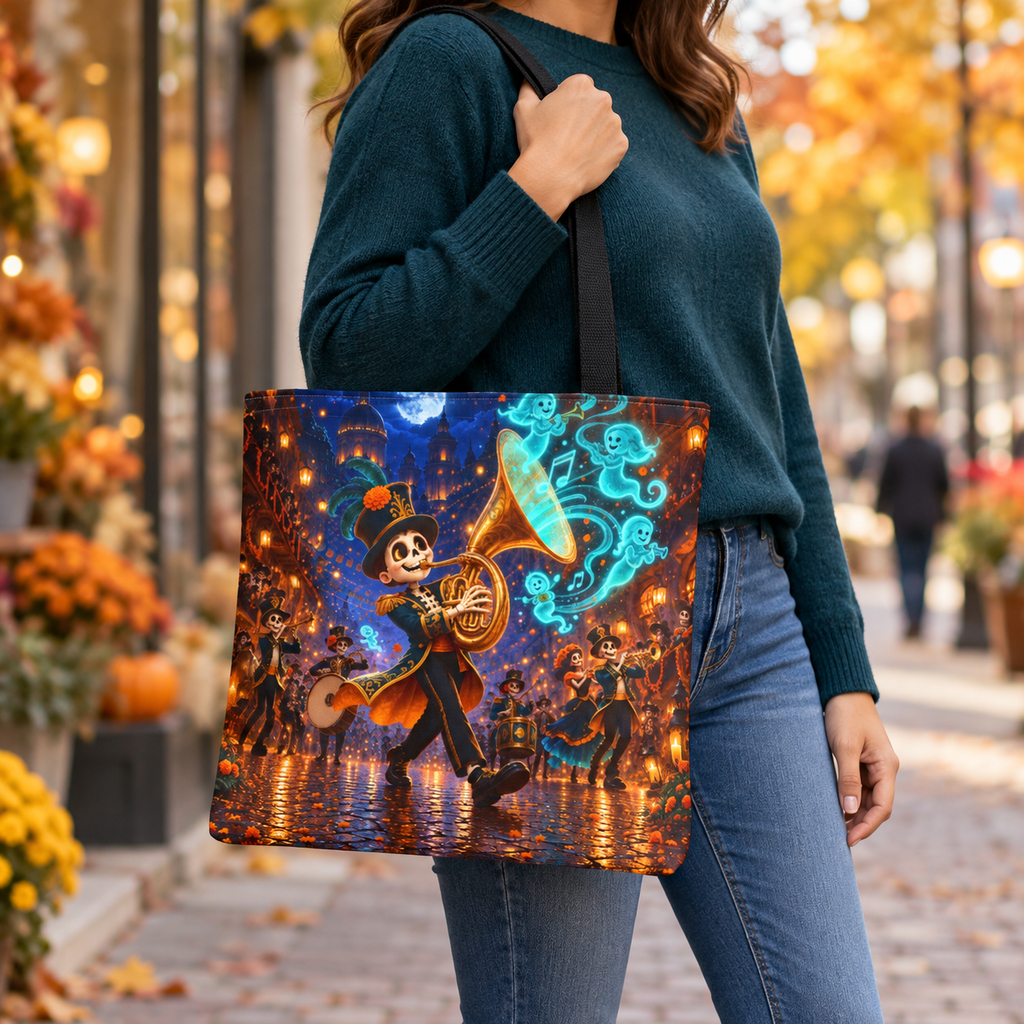 Halloween Trick or Treat Tote Bag - Skeleton Brass Parade - Kids Candy Bag