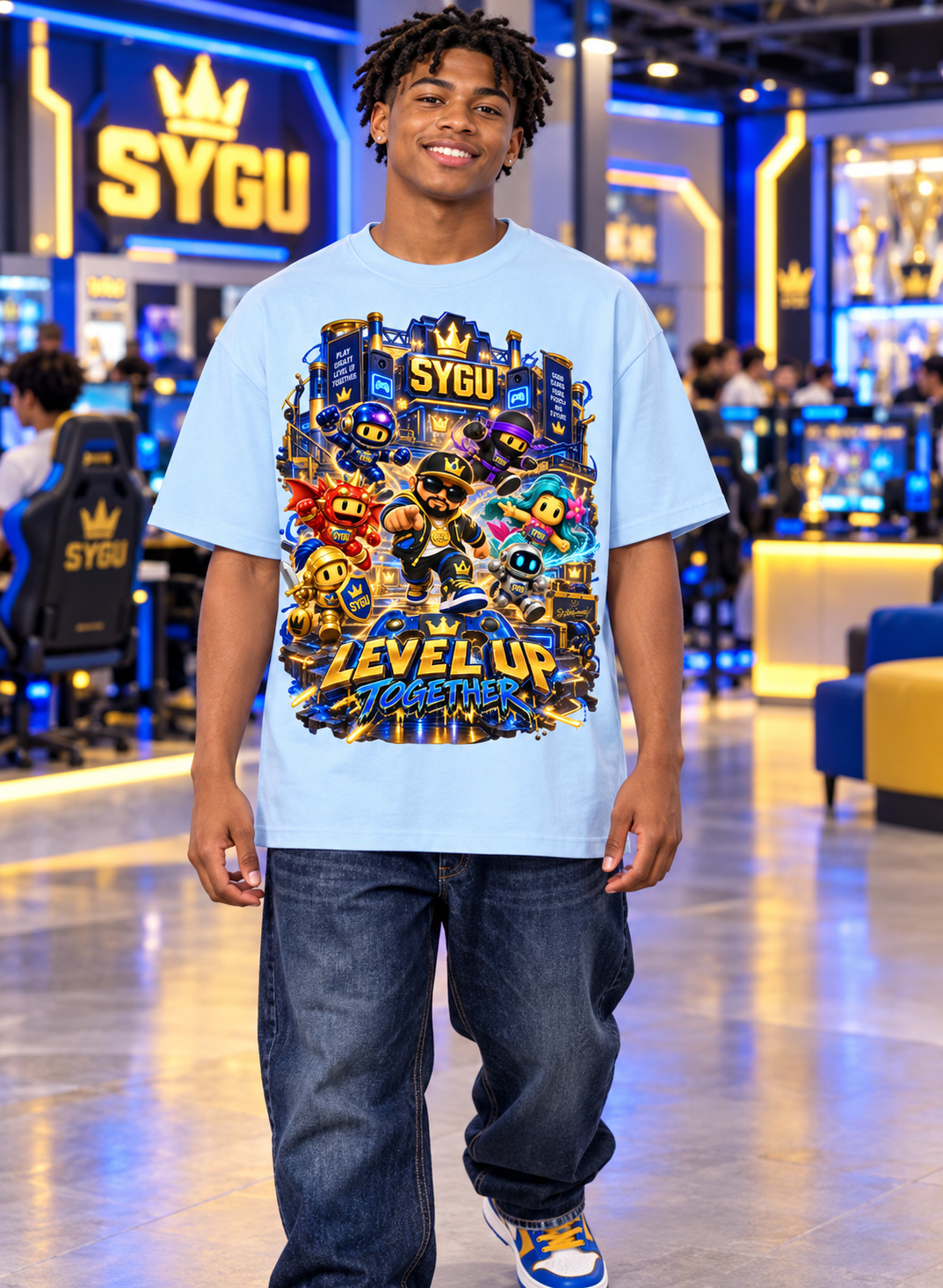 StepYahGameUp™ Level Up Together Oversized Graphic T-Shirt - Unisex