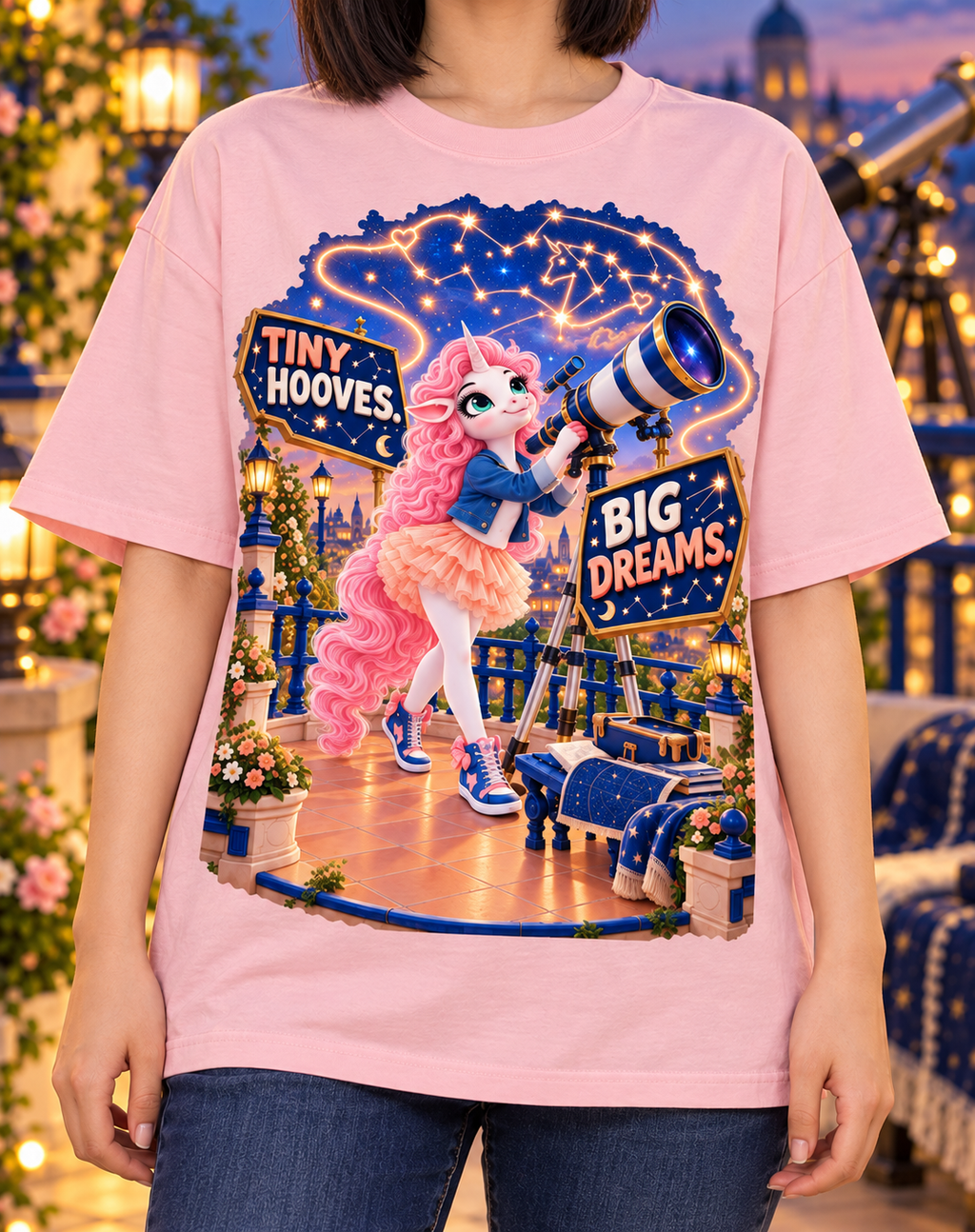 Umyrica Magical Collection™ Tiny Hooves Big Dreams Oversized Graphic T-Shirt - Unisex
