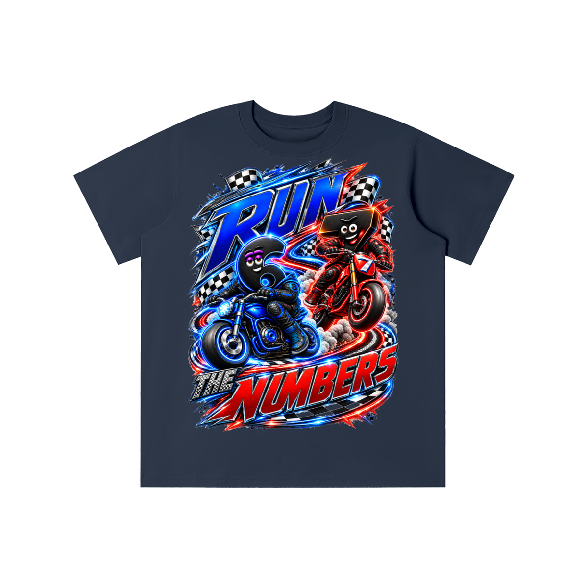 6-7 Street Mode™ Motorcycle Graphic T-Shirt - Run the Numbers - Youth Unisex Tee