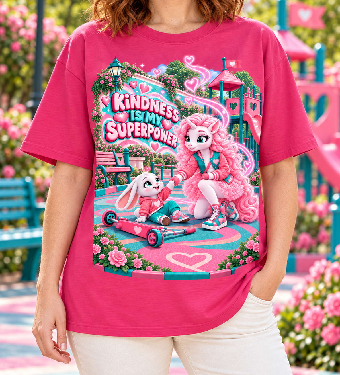 Umyrica Magical Collection™ Kindness Is My Superpower Oversized Graphic T-Shirt - Unisex