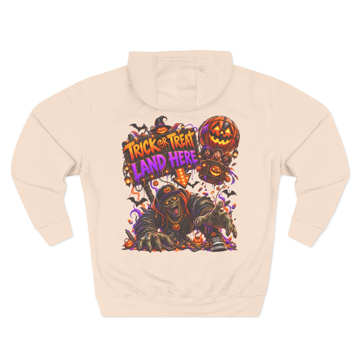 Wrong Place to Land — Candy Corn Sky Captain Halloween Hoodie | Adult Unisex