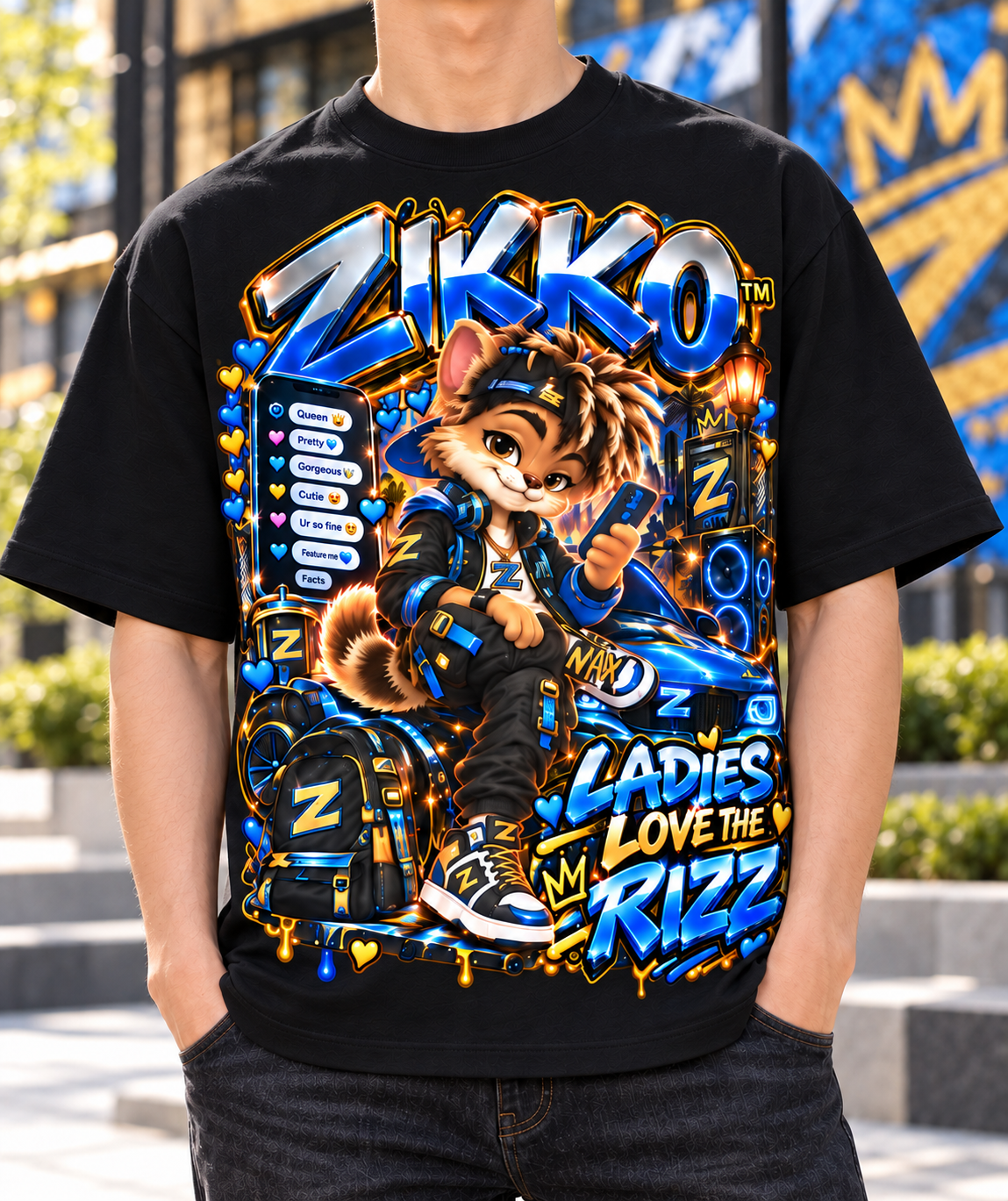 Own Your Vibe™ Zikko™ Ladies Love the Rizz Oversized Graphic T-Shirt - Unisex