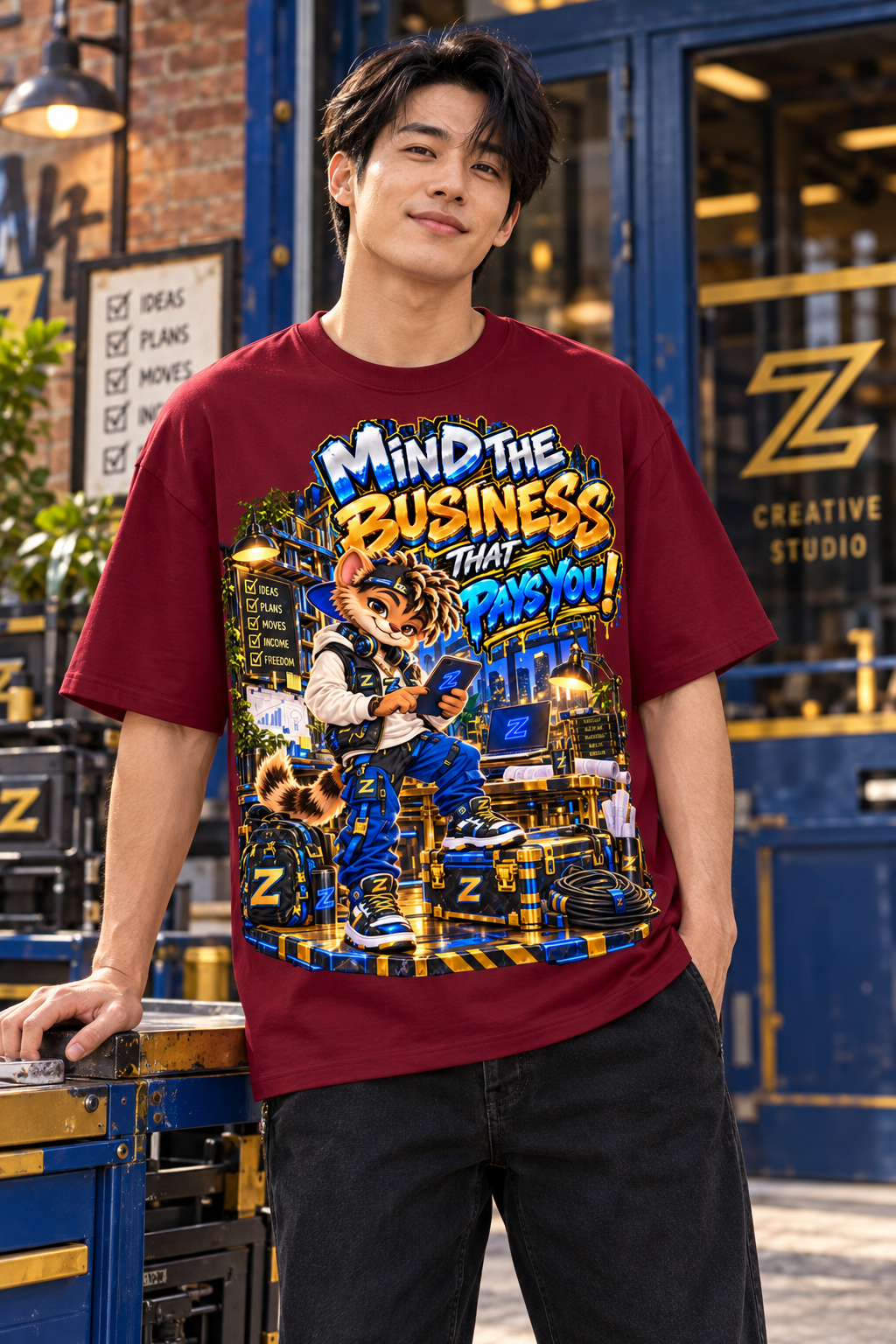 Own Your Vibe™ Zikko™ Mind the Business That Pays You! Oversized Graphic T-Shirt - Unisex
