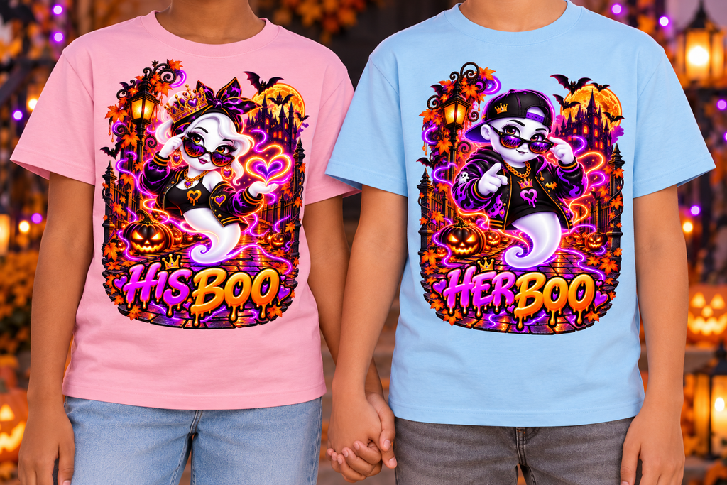 Halloween His Boo Ghost Graphic T-Shirt - Youth Unisex Tee