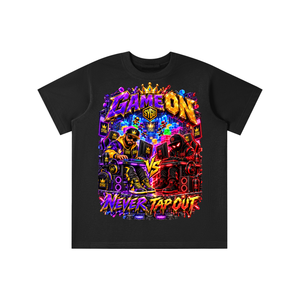 StepYahGameUp™ Game On Never Tap Out Graphic T-Shirt - Youth Unisex Tee