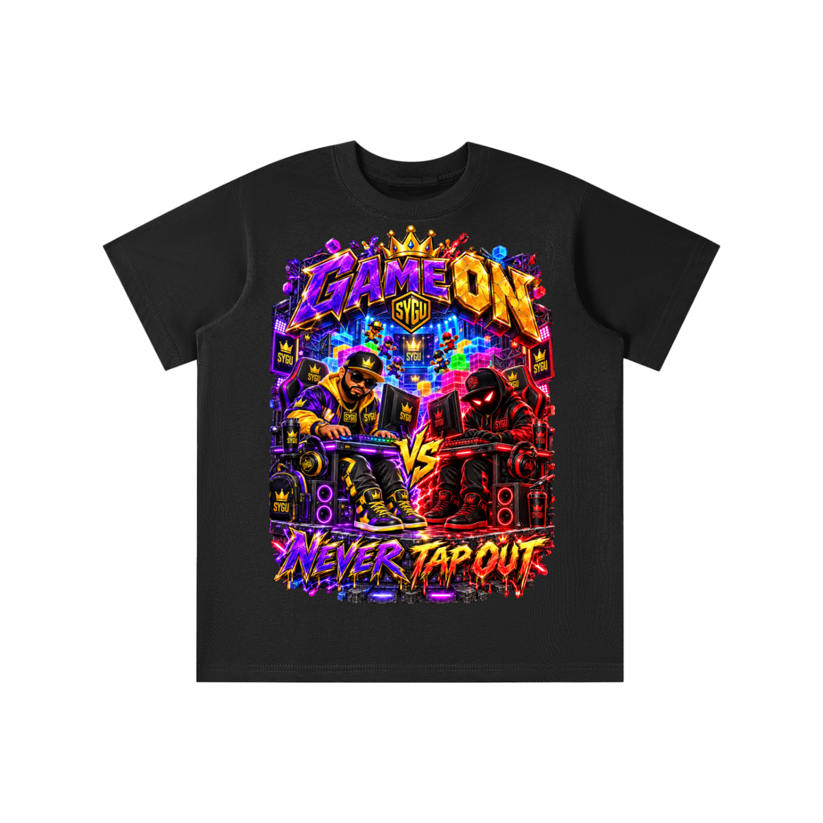 StepYahGameUp™ Game On Never Tap Out Graphic T-Shirt - Youth Unisex Tee