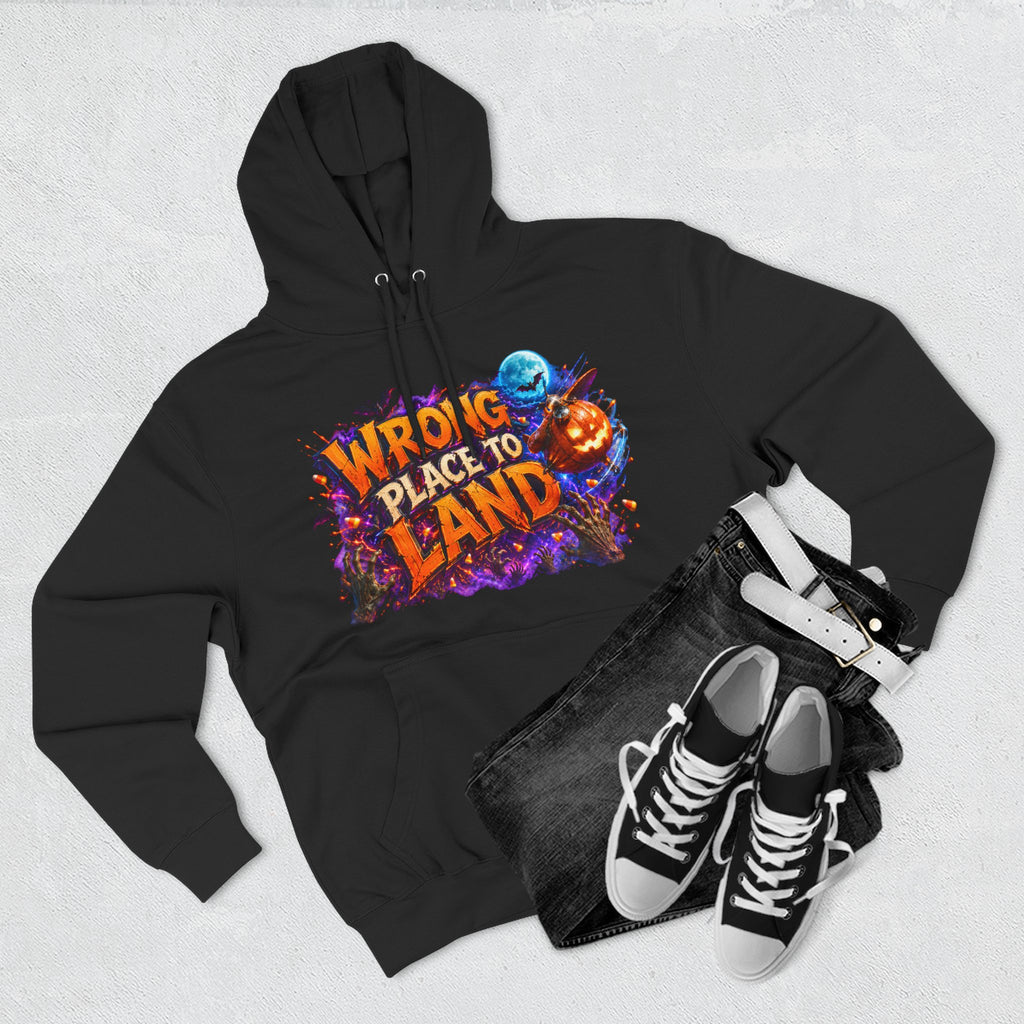 Wrong Place to Land — Candy Corn Sky Captain Halloween Hoodie | Adult Unisex