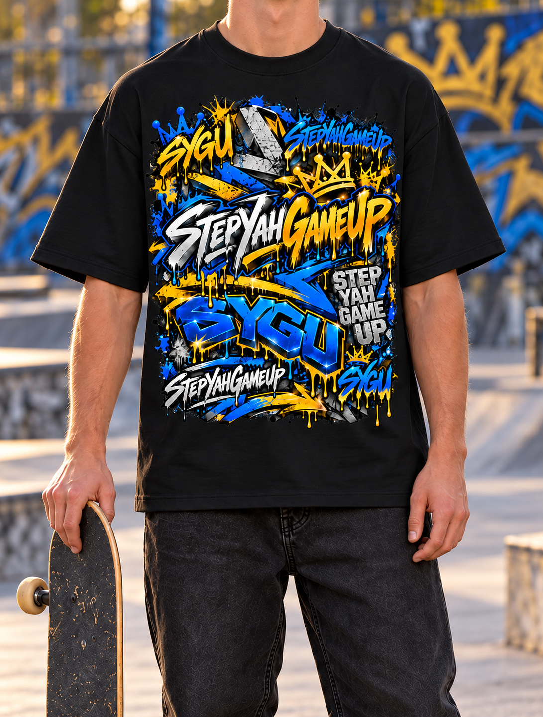 StepYahGameUp™ Graffiti Logo Oversized Graphic T-Shirt - Unisex
