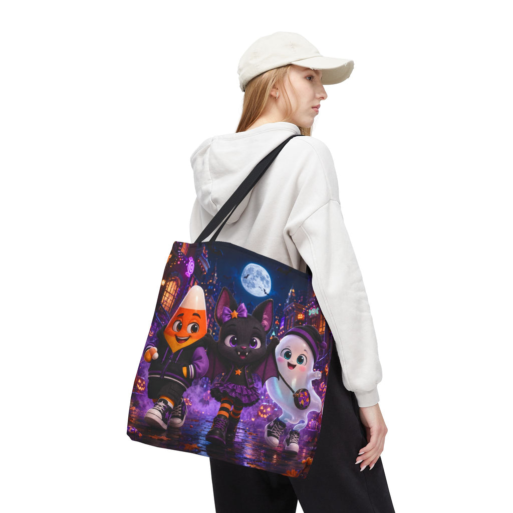 Halloween Tote Bag — Candy Corn, Bat & Ghost Trick-or-Treat Trio