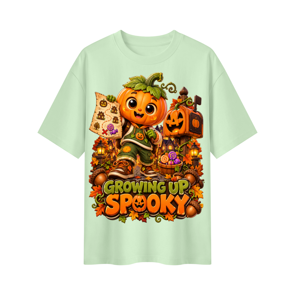 Halloween Pumpkin Kid Oversized Graphic T-Shirt - Growing Up Spooky - Unisex