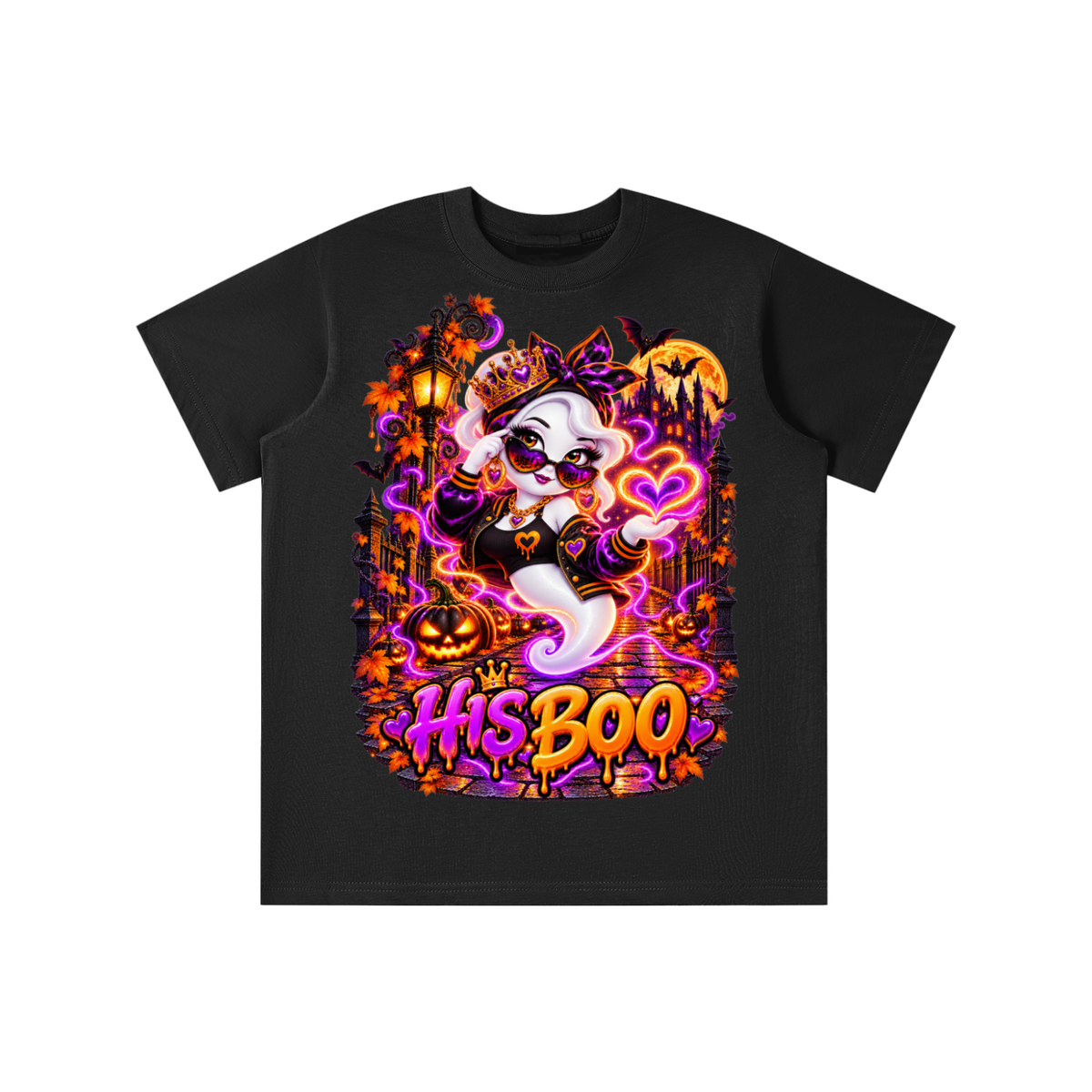 Halloween His Boo Ghost Graphic T-Shirt - Youth Unisex Tee
