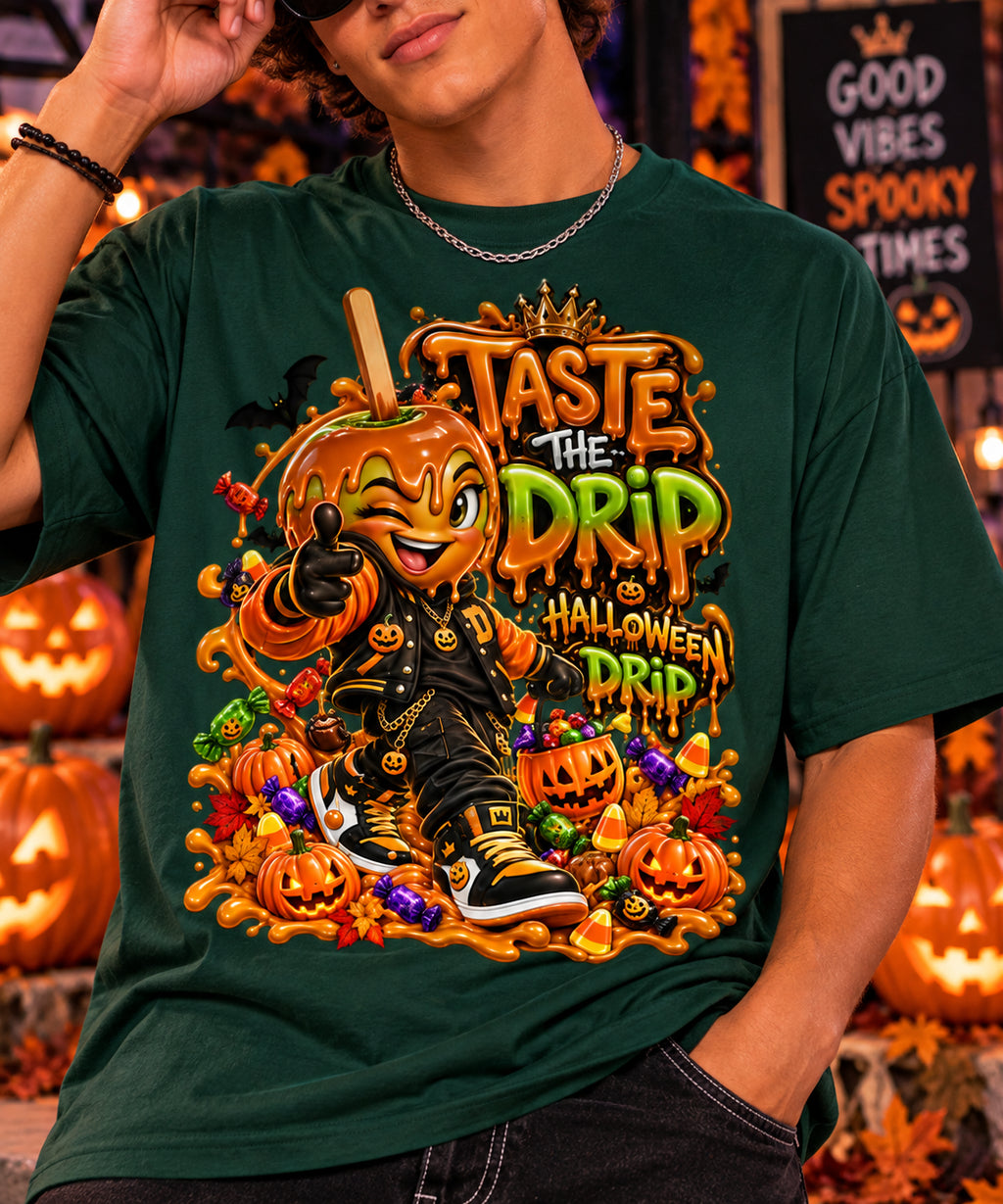 Halloween Candy Apple  Oversized Graphic T-Shirt - Taste the Drip - Unisex