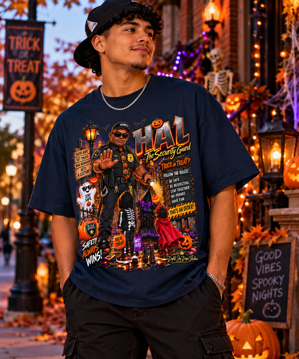 Halloween Security Guard Oversized Graphic T-Shirt - Safety Always Wins - Unisex