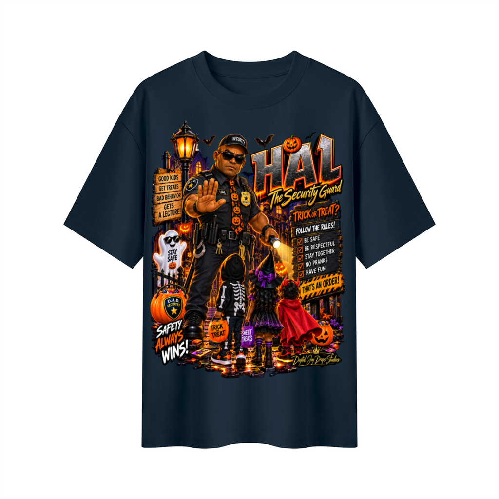 Halloween Security Guard Oversized Graphic T-Shirt - Safety Always Wins - Unisex