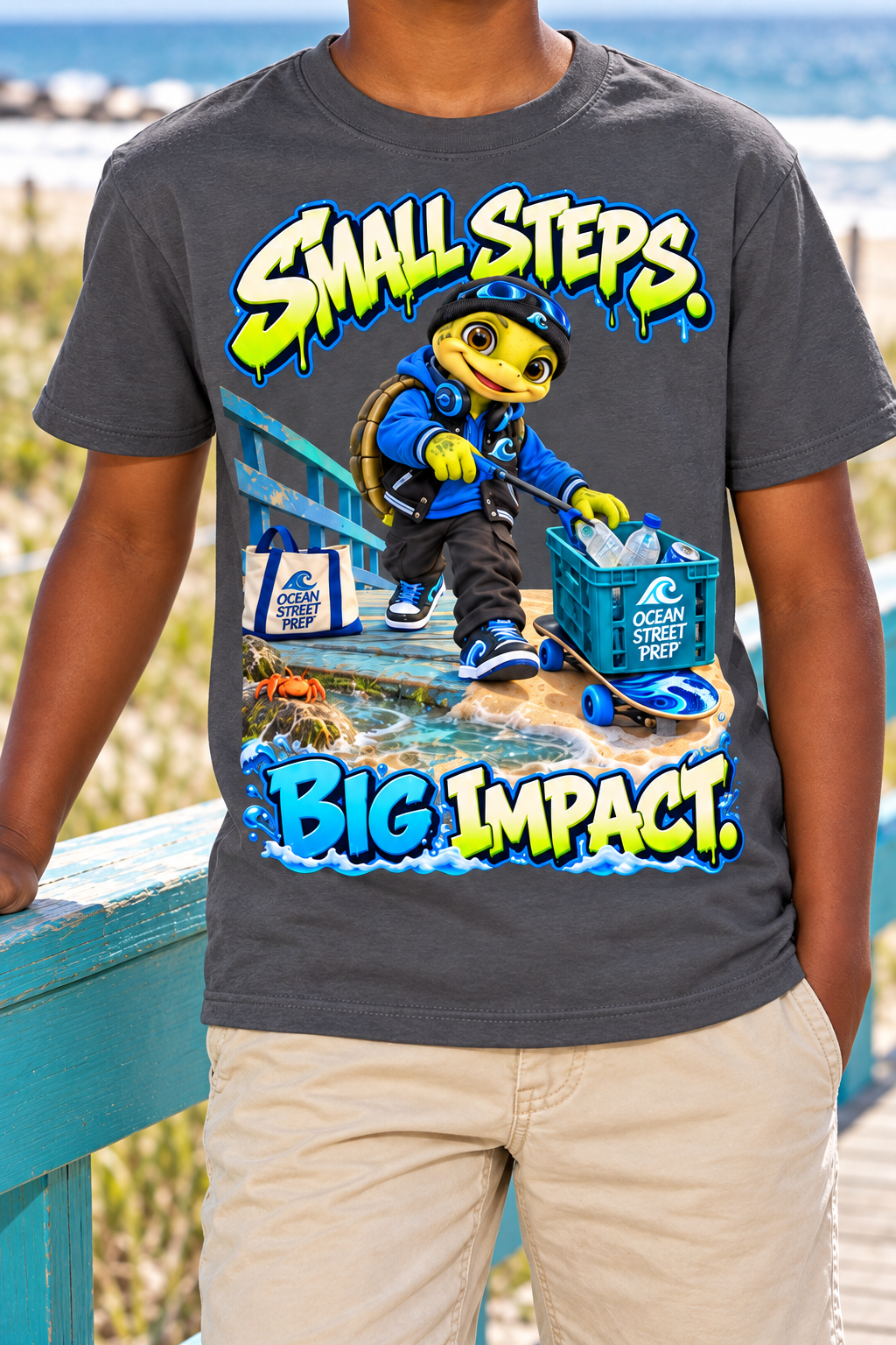 Ocean Street Prep™ Lil Turver Small Steps Big Impact Graphic T-Shirt - Youth Unisex Tee