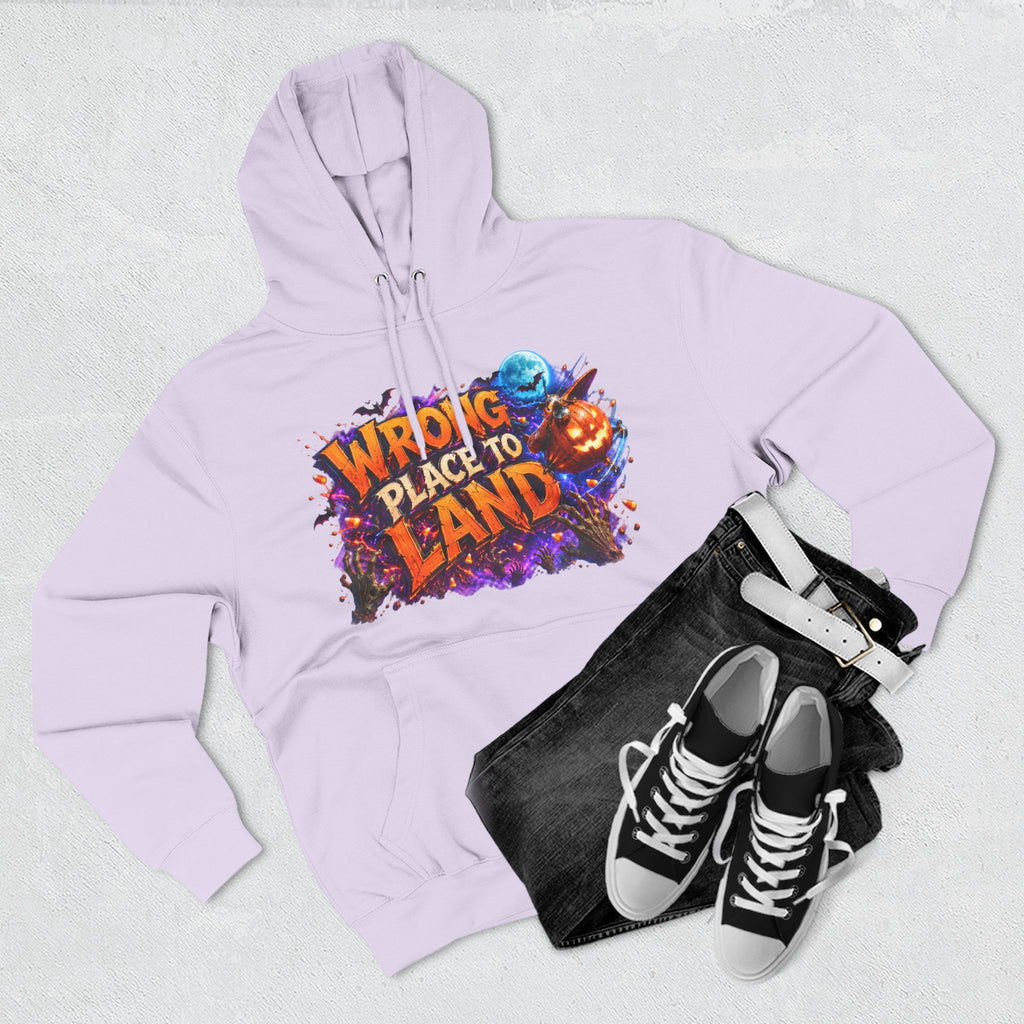 Wrong Place to Land — Candy Corn Sky Captain Halloween Hoodie | Adult Unisex