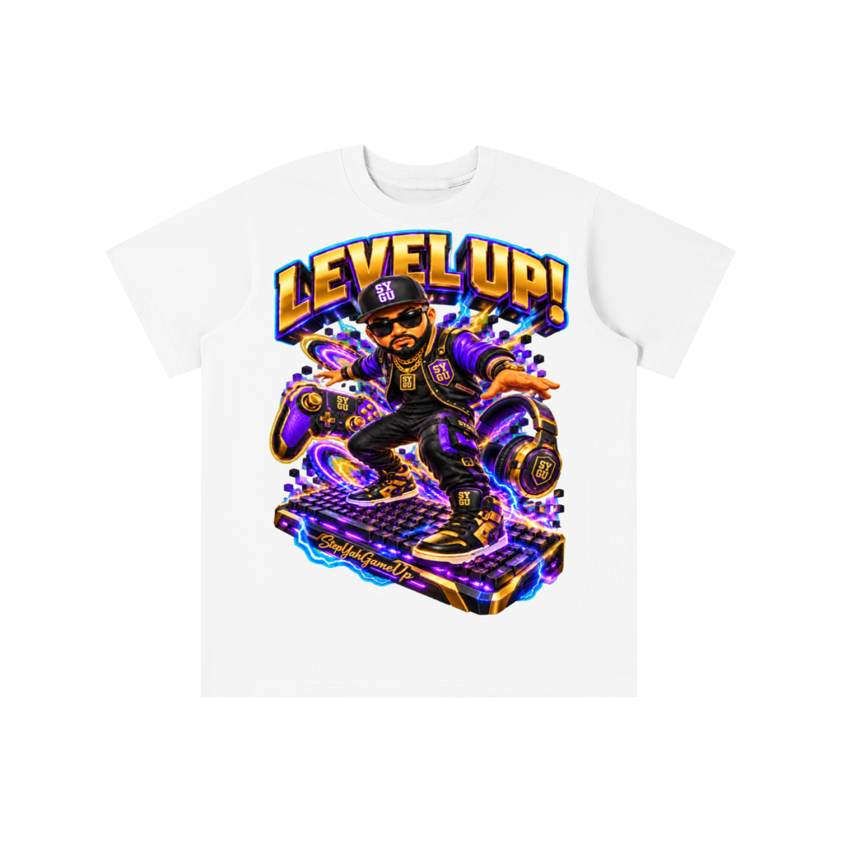 StepYahGameUp Gamer Graphic T-Shirt - Level Up! - Youth Unisex Tee