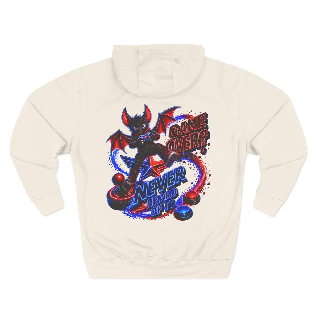 Game Over? Never Heard of It — Midnight Bat Arcade Halloween Hoodie | Adult Unisex