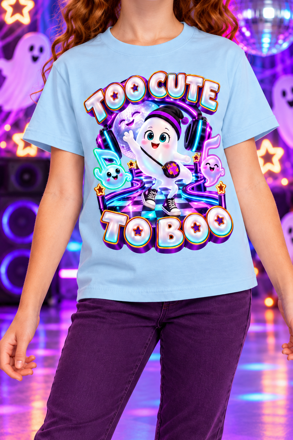Halloween Gamer Ghost Graphic T-Shirt - Too Cute to Boo - Youth Unisex Tee