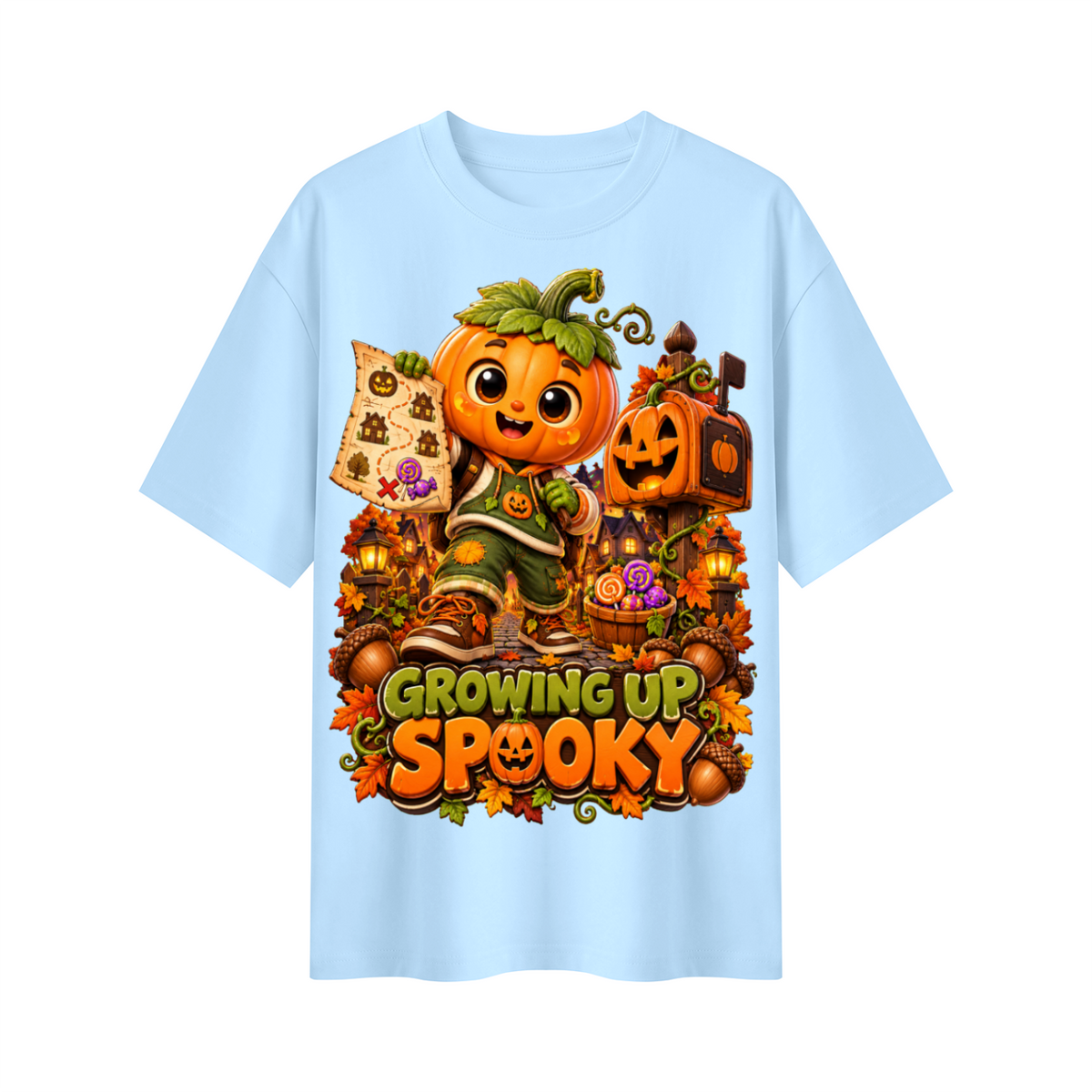 Halloween Pumpkin Kid Oversized Graphic T-Shirt - Growing Up Spooky - Unisex