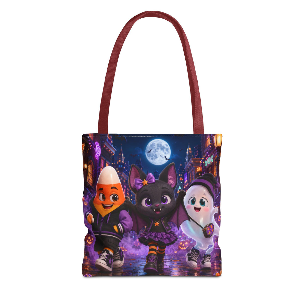 Halloween Tote Bag — Candy Corn, Bat & Ghost Trick-or-Treat Trio