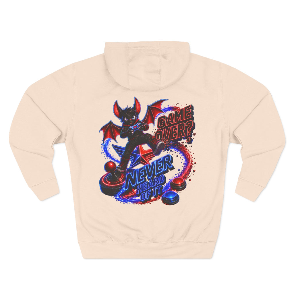 Game Over? Never Heard of It — Midnight Bat Arcade Halloween Hoodie | Adult Unisex