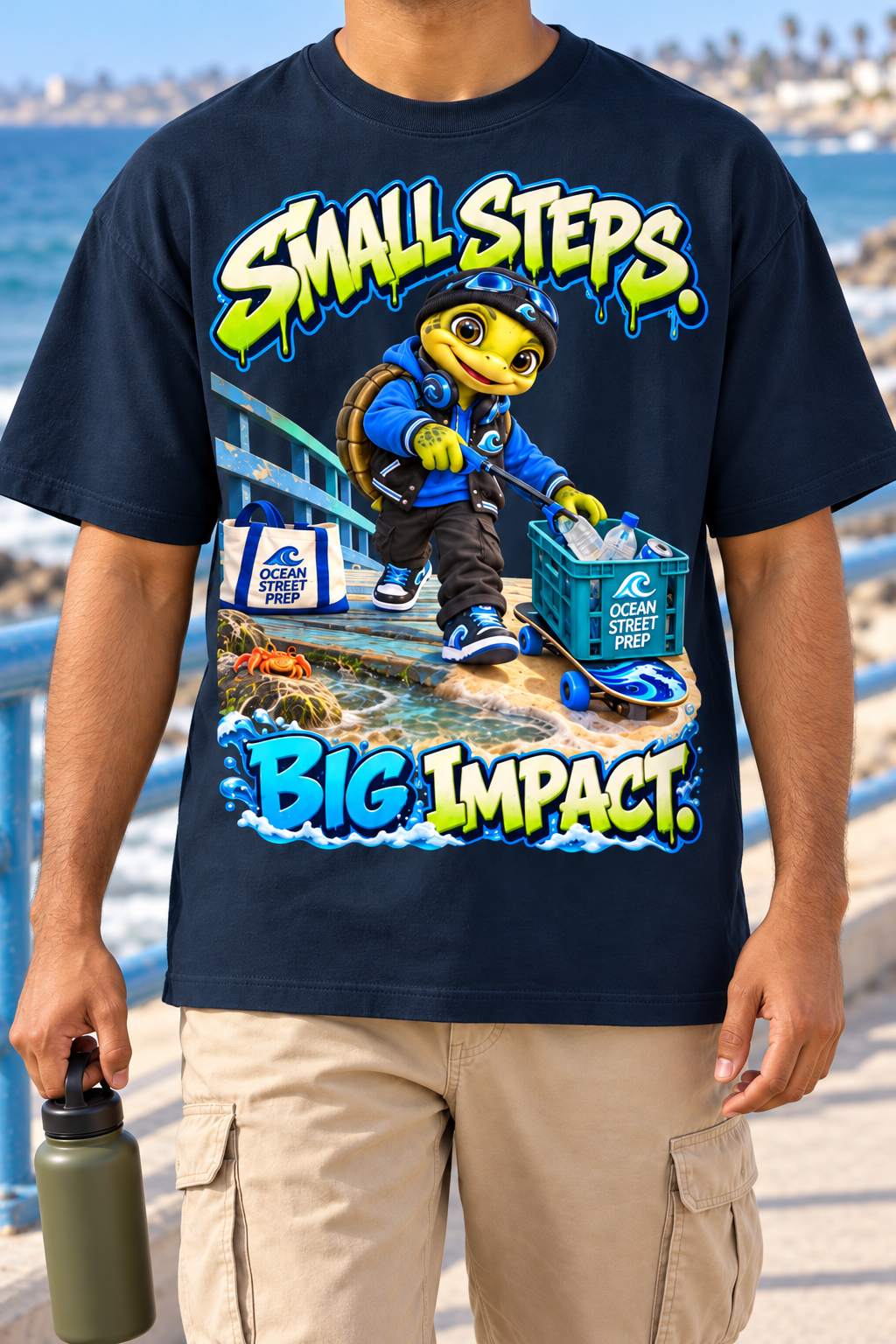 Ocean Street Prep™ Lil Turver Small Steps Big Impact Oversized Graphic T-Shirt - Unisex