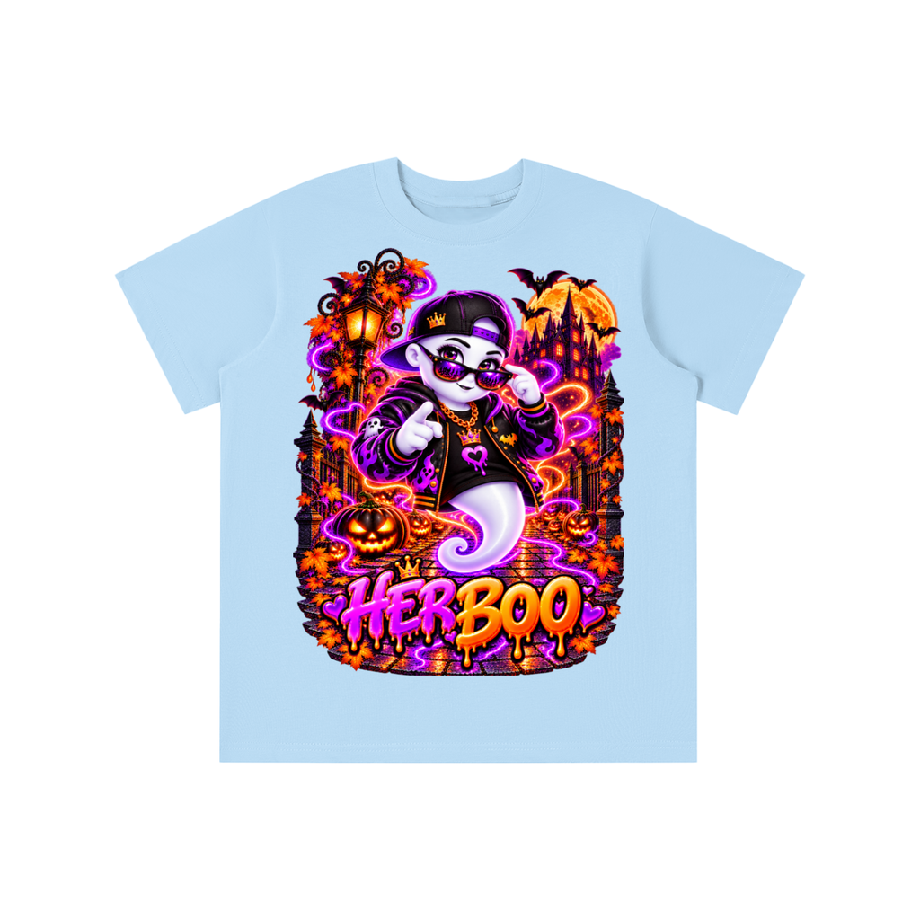 Halloween Her Boo Ghost Graphic T-Shirt - Youth Unisex Tee