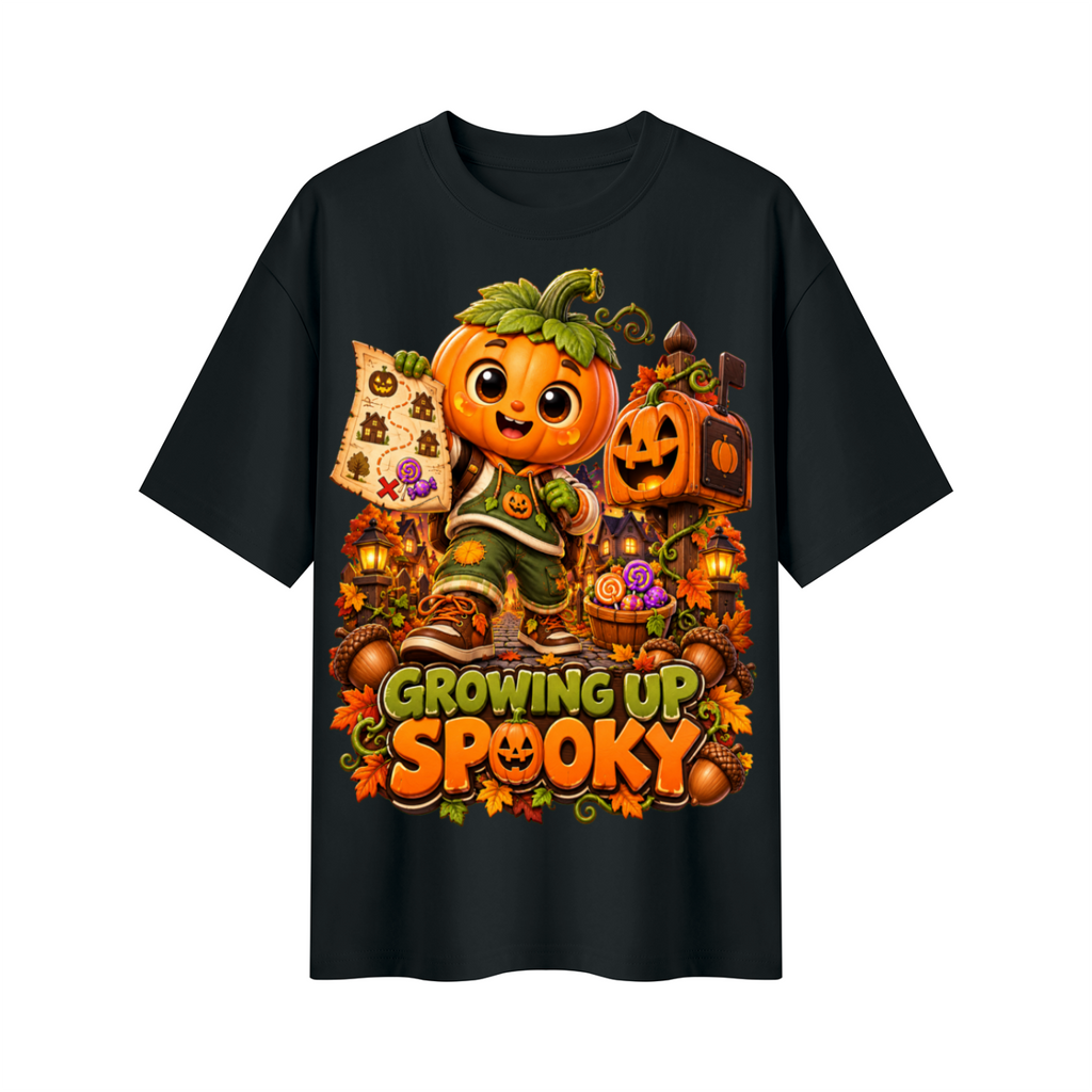 Halloween Pumpkin Kid Oversized Graphic T-Shirt - Growing Up Spooky - Unisex