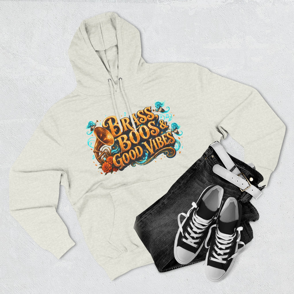 Brass, Boos & Good Vibes — Skeleton Brass Parade Halloween Hoodie | Adult Unisex