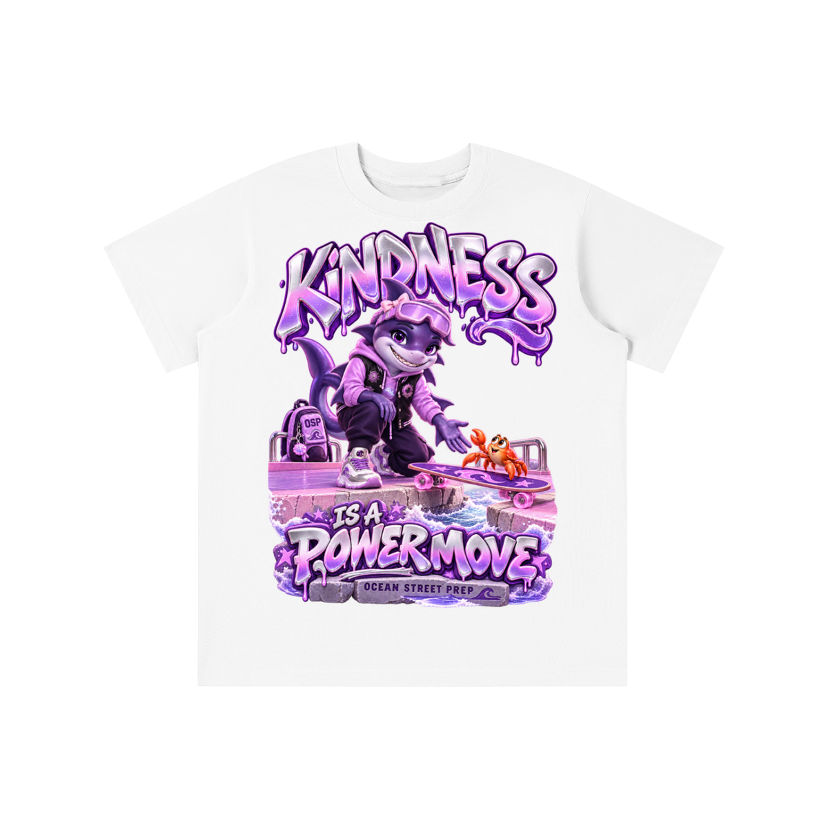 Ocean Street Prep™ Lil Violet Kindness Is a Power Move Graphic T-Shirt - Youth Unisex Tee