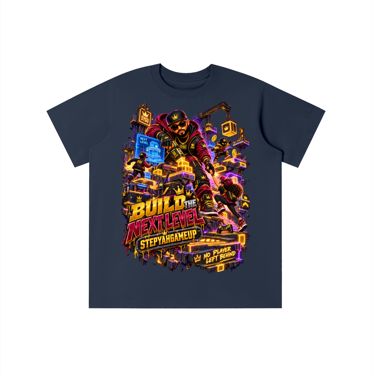 StepYahGameUp™ Build the Next Level Graphic T-Shirt - Youth Unisex Tee