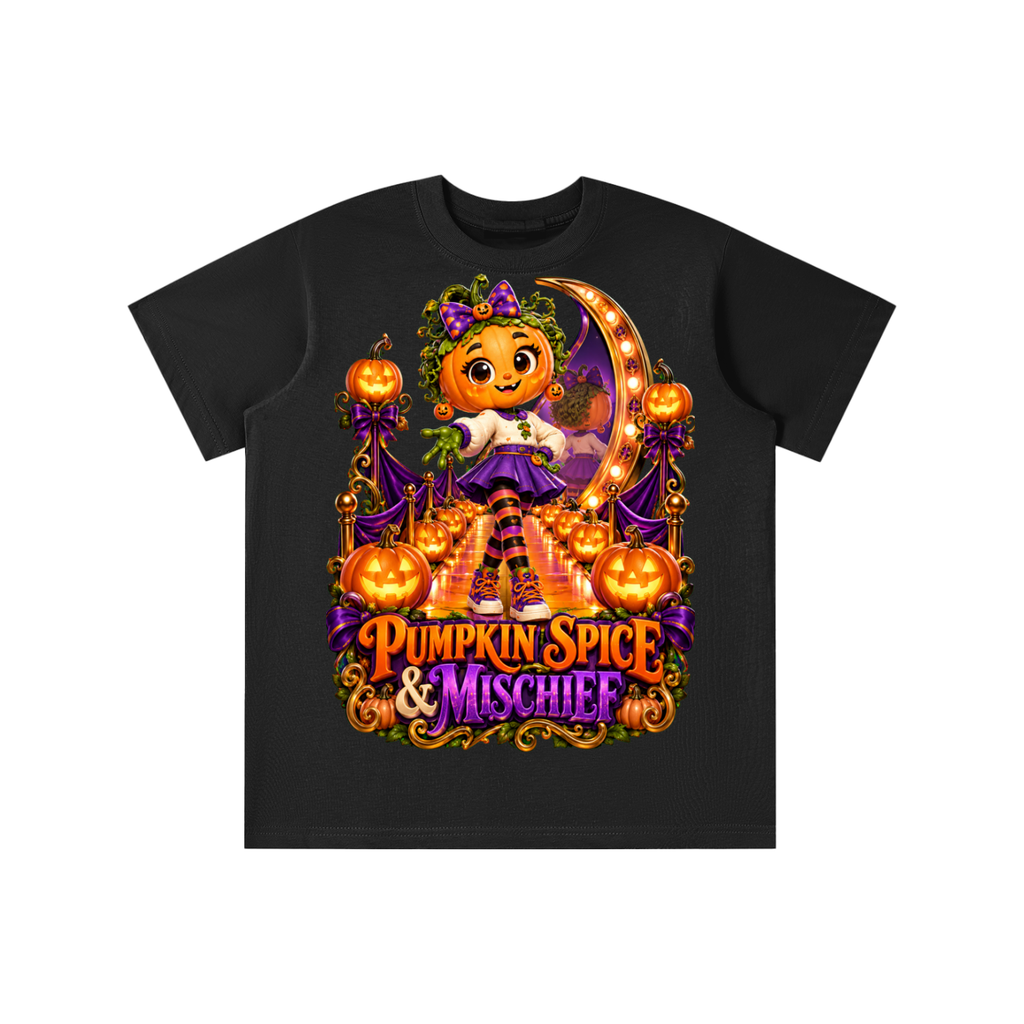 Halloween Pumpkin Girl Graphic T-Shirt - Pumpkin Spice & Mischief - Youth Unisex Tee