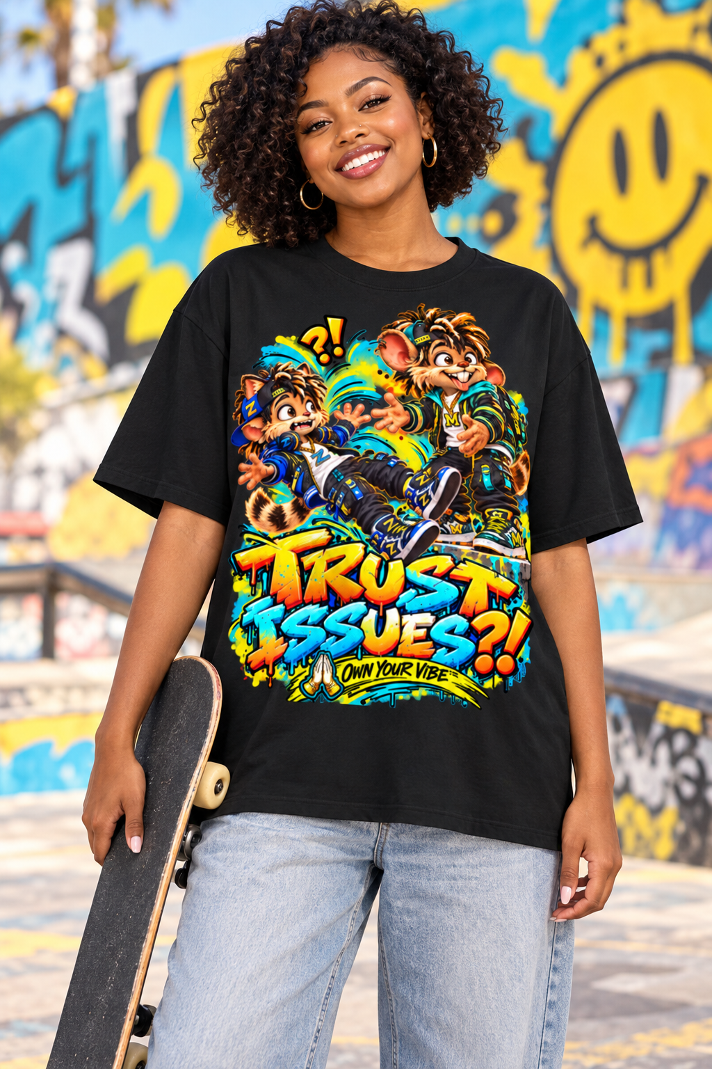 Own Your Vibe™ Trust Issues?! Oversized Graphic T-Shirt - Unisex
