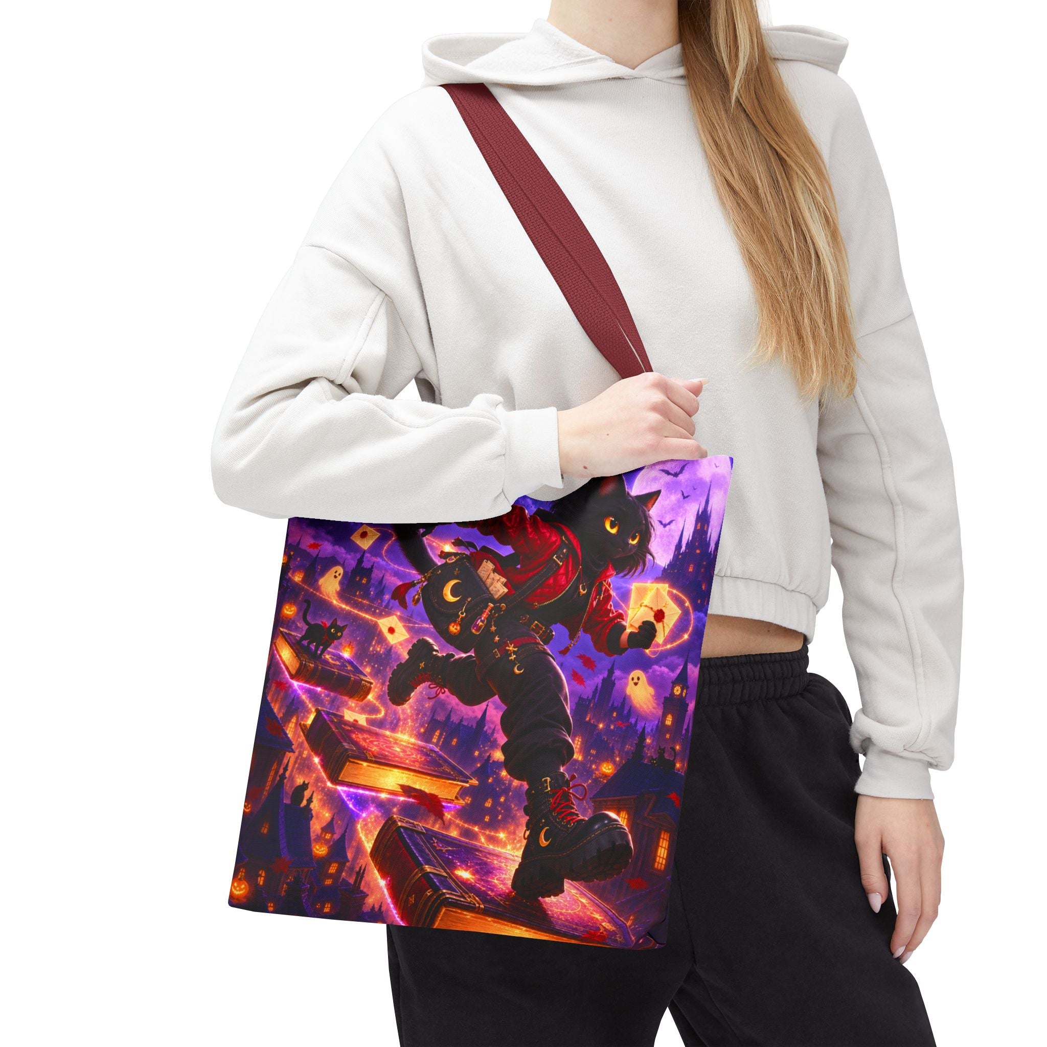 Halloween Tote Bag — Black Cat Spell Runner