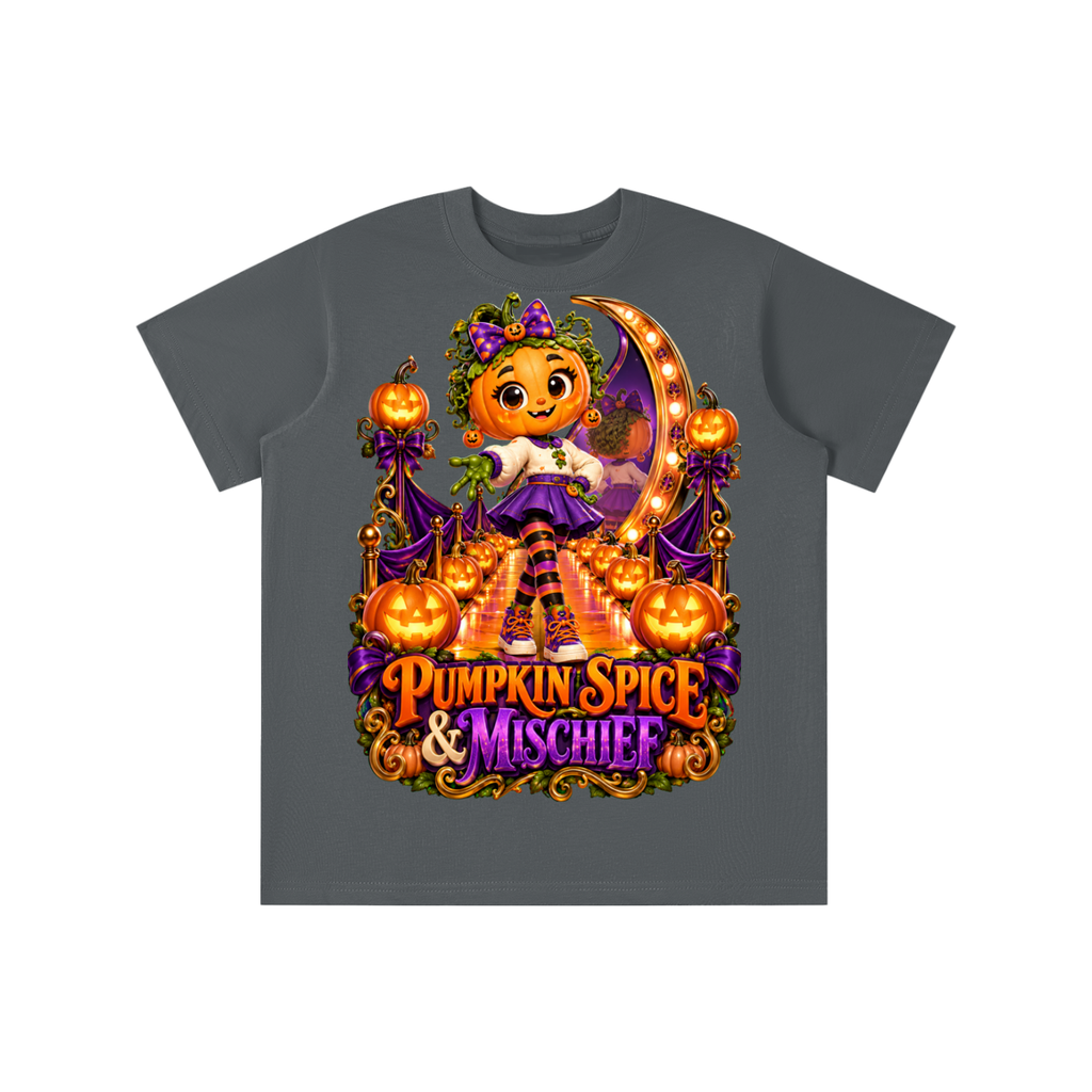 Halloween Pumpkin Girl Graphic T-Shirt - Pumpkin Spice & Mischief - Youth Unisex Tee