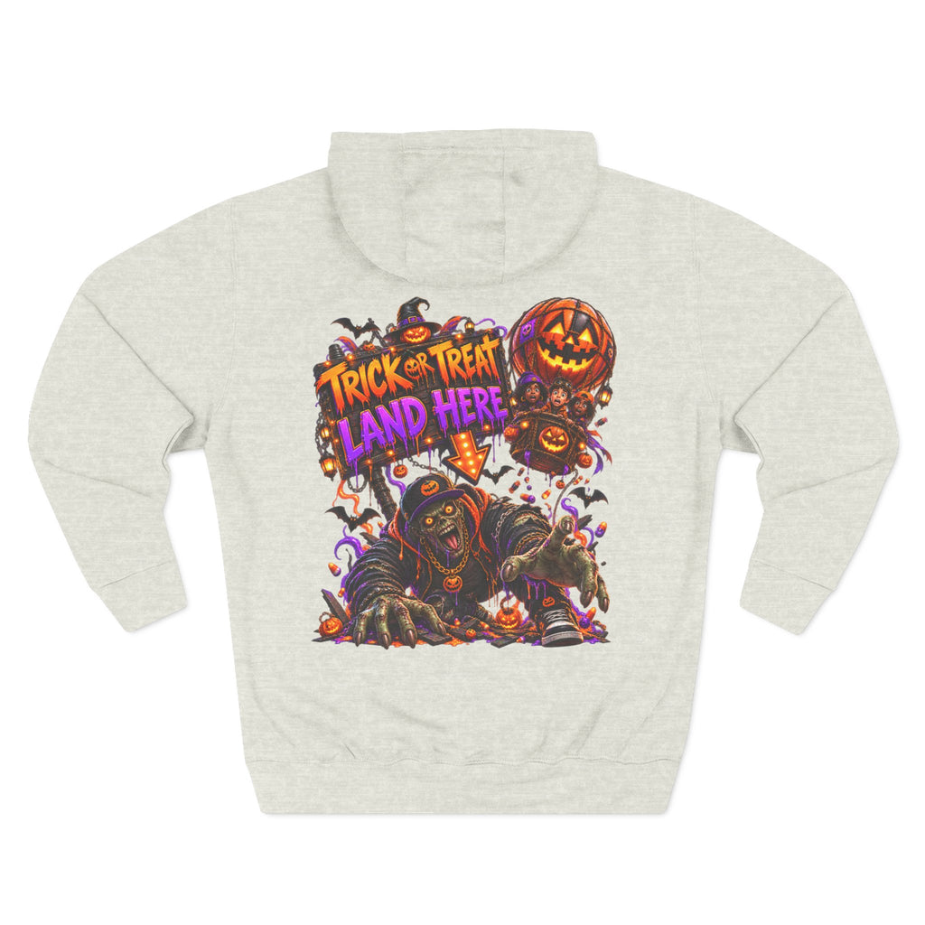 Wrong Place to Land — Candy Corn Sky Captain Halloween Hoodie | Adult Unisex