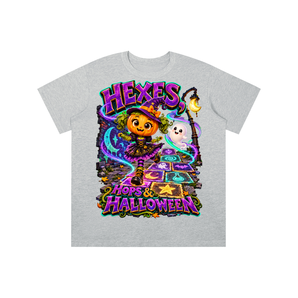 Halloween Pumpkin Witch Graphic T-Shirt - Hexes, Hops & Halloween - Youth Unisex Tee