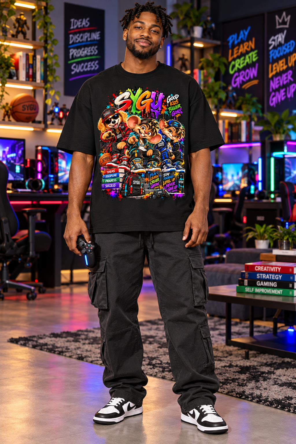 StepYahGameUp™ Good Kids Bigger Goals Oversized Graphic T-Shirt - Unisex