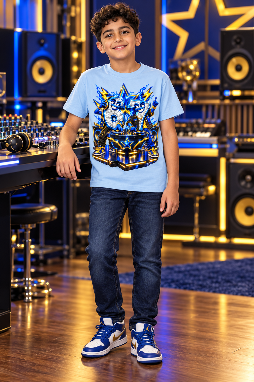 6-7 Street Mode™ Turn Up the Numbers DJ Graphic T-Shirt - Youth Unisex Tee