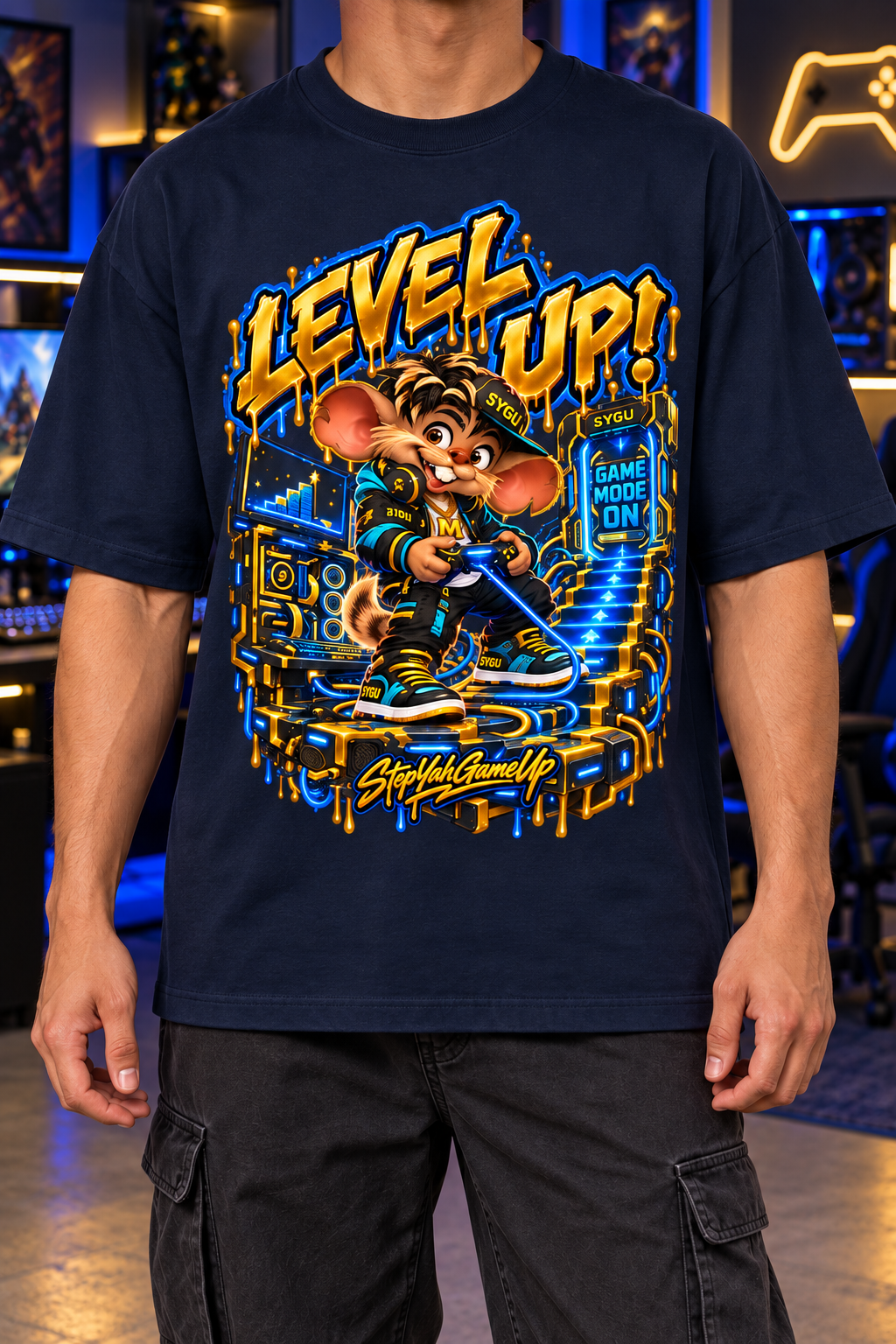 StepYahGameUp™ Level Up! Oversized Graphic T-Shirt - Unisex