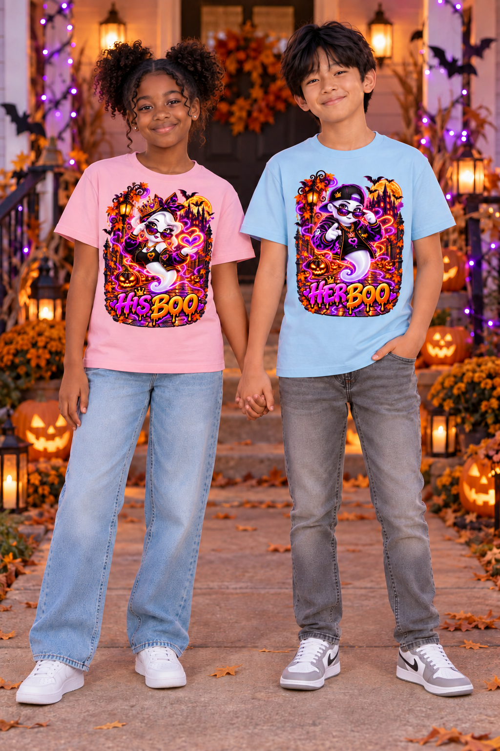 Halloween His Boo Ghost Graphic T-Shirt - Youth Unisex Tee