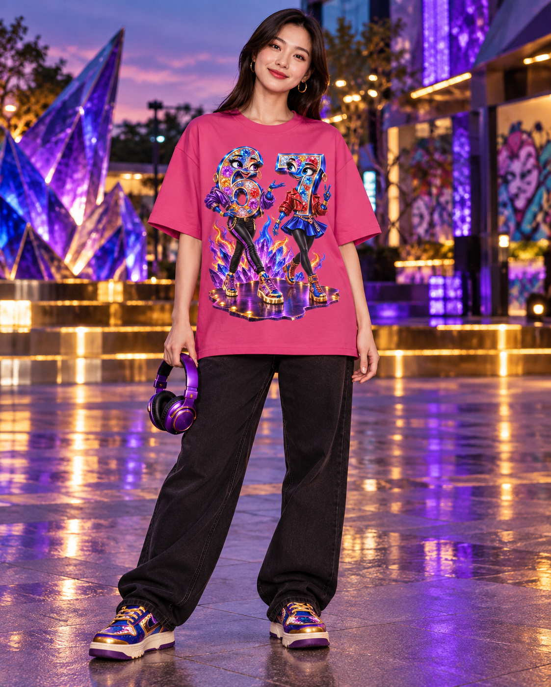 6-7 Street Mode™ Girls of 6-7 Oversized Graphic T-Shirt - Unisex