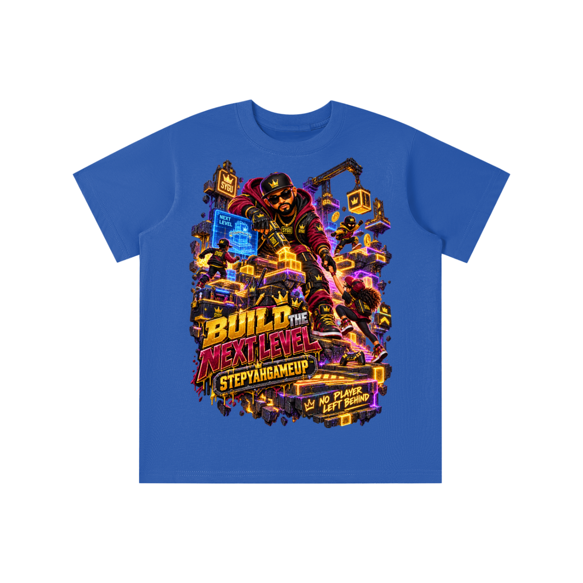 StepYahGameUp™ Build the Next Level Graphic T-Shirt - Youth Unisex Tee