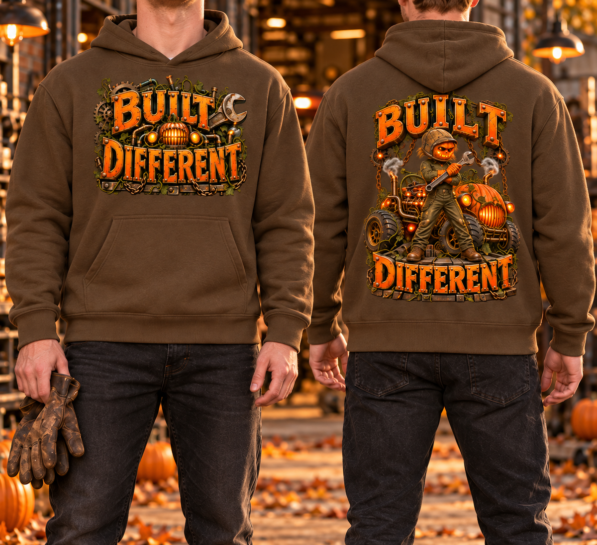 Halloween Built Different Front & Back Graphic Hoodie - Unisex
