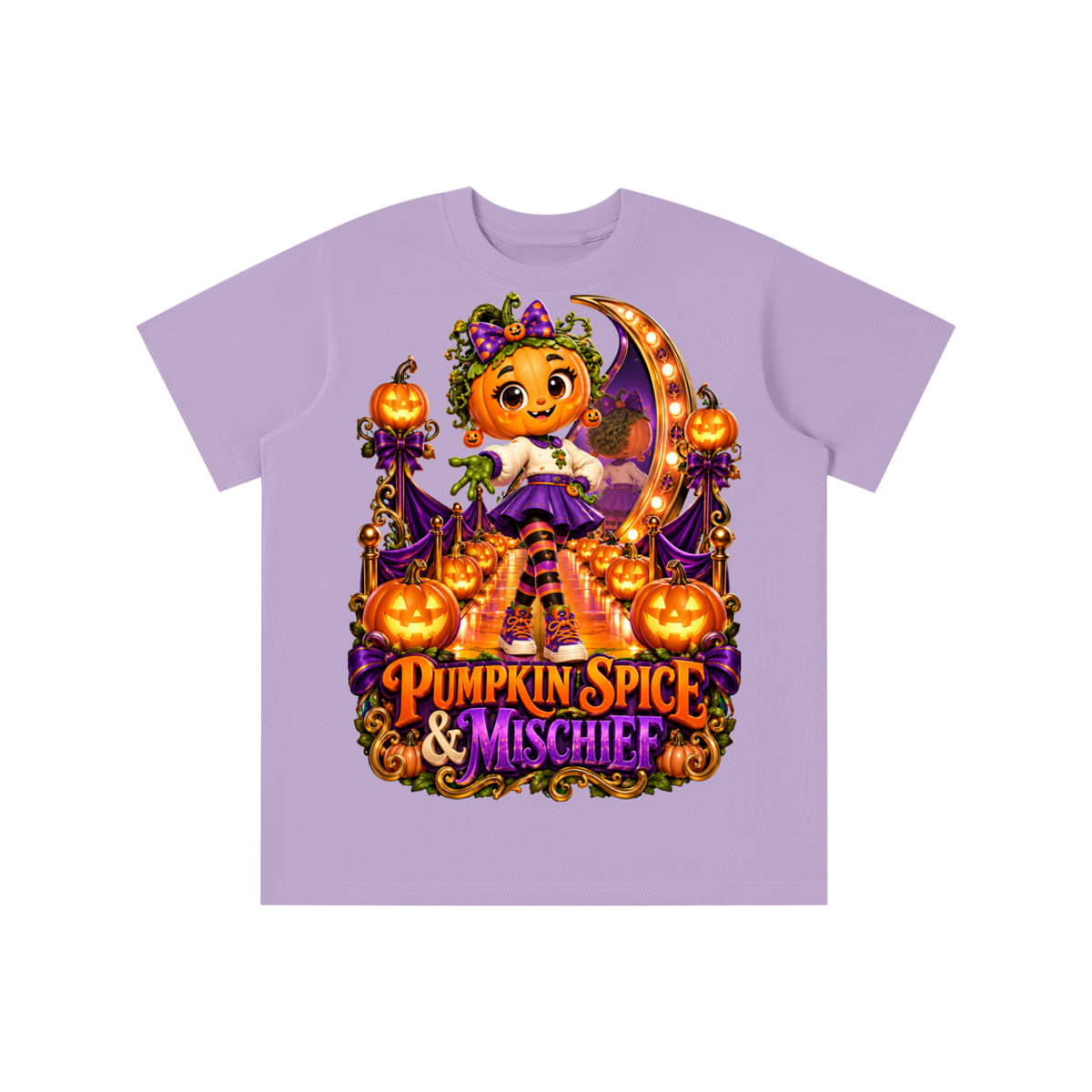 Halloween Pumpkin Girl Graphic T-Shirt - Pumpkin Spice & Mischief - Youth Unisex Tee
